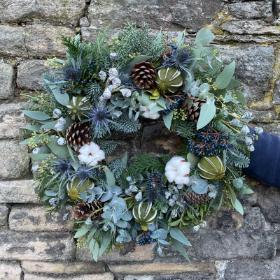 Blue Christmas | Wreaths - Order carefully handcrafted Christmas wreaths, filled with festive favourites, via our website, or call us on 01704 790244.