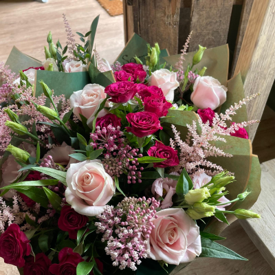 ‘The Wentworth’ | Valentines Day Florist Choice Wrap - Rustic, romantic Valentines Day flowers, carefully designed and delivered by your local, independent florist