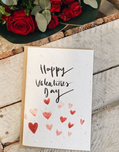 'Happy Valentines Day' | Greetings Card (Plantable v2) - Share the love this Valentines Day and send a beautiful bouquet of long lasting, quality flowers from your local florist, Sorrel and Sage Florist.