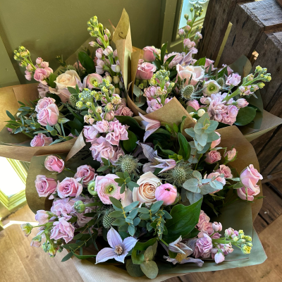 Mothers Day Florist Choice Wrap - Send Mum a bouquet filled with seasonal flowers this Mother's Day - trust Sorrel and Sage, your local florist, to design and deliver a beautiful arrangement on Sunday 30th March.